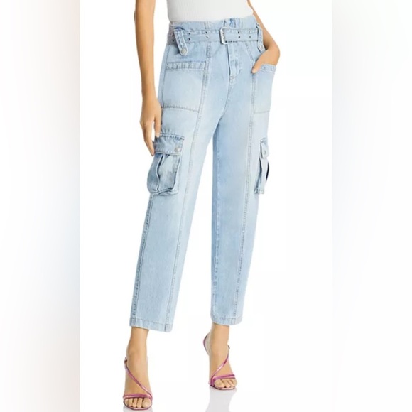 BLANKNYC NWT High Rise Straight Leg Cargo Jeans Steal The Show Free People Sz 29 - Picture 1 of 14